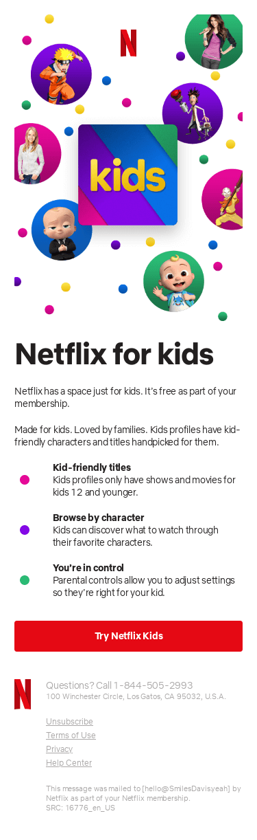 Yay! Netflix has a space just for kids.