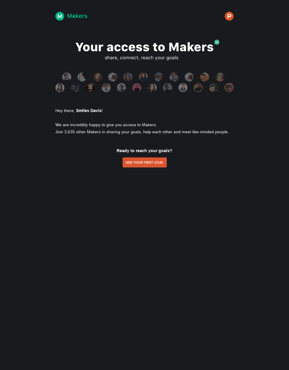 Yay! You now have access to Makers!
