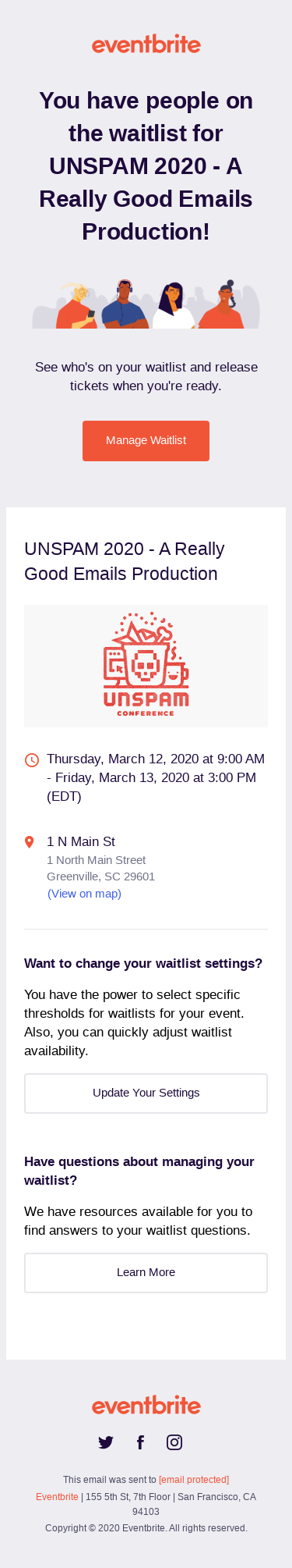 You have people on the waitlist for UNSPAM 2020
