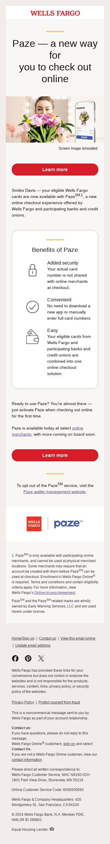 Your cards can now be used with Paze at online checkout