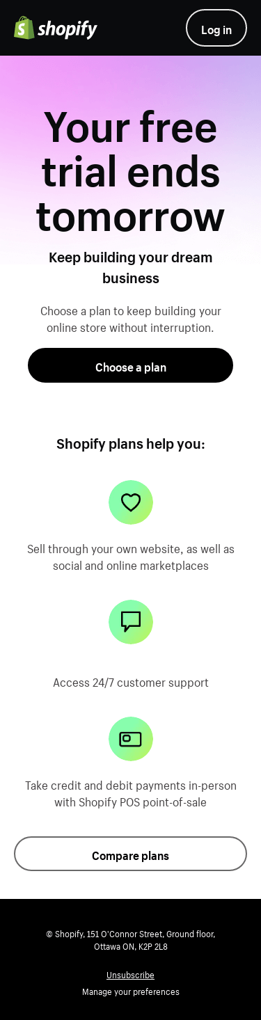 Your free trial ends tomorrow