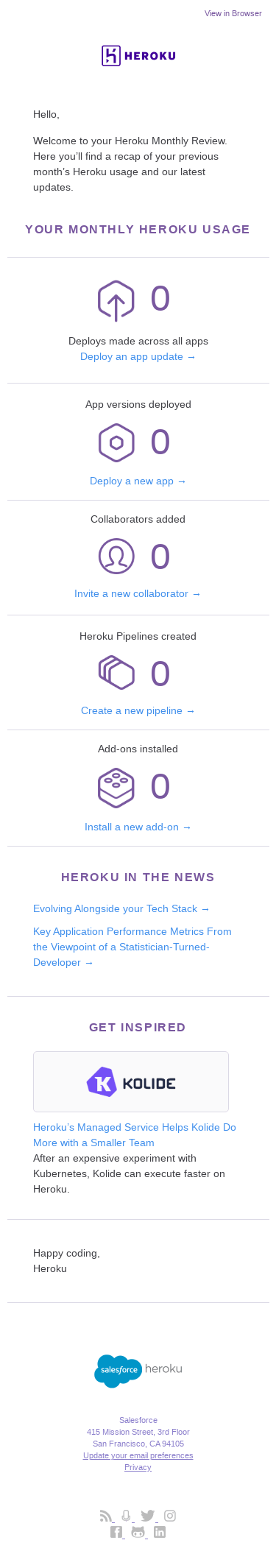 Your Heroku activity report.