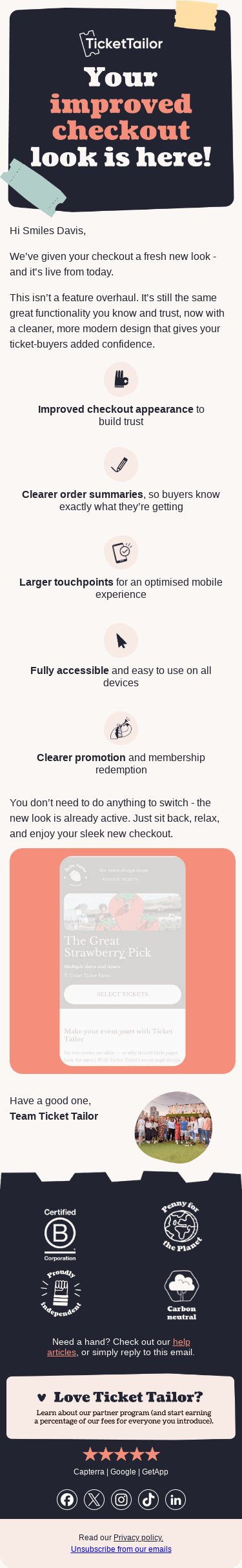 Your improved checkout appearance is here 🎉