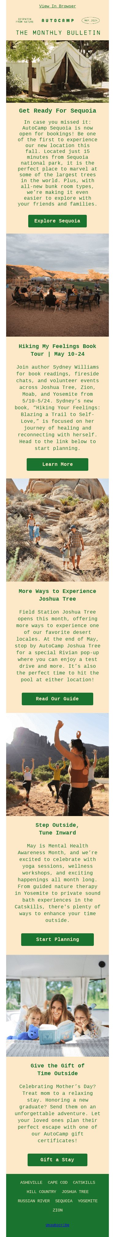 Your invited to visit AutoCamp Sequoia.