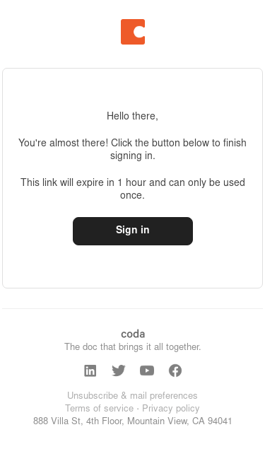 Your login request to Coda