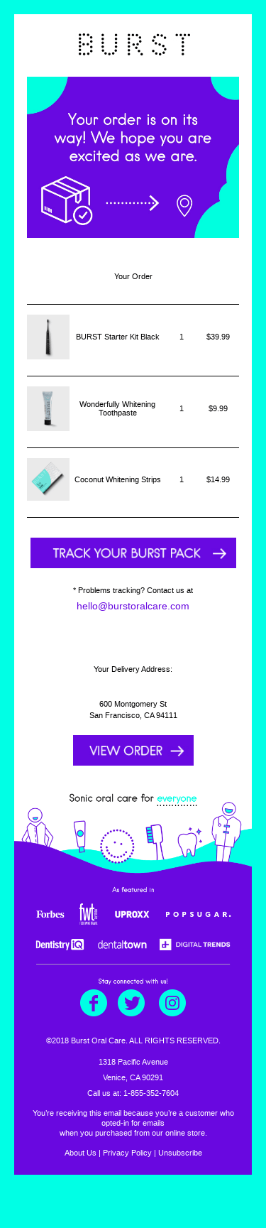 Your order is on its way! We hope you are as excited as we are.