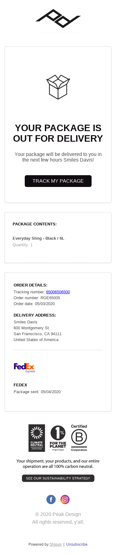 Your package is out for delivery