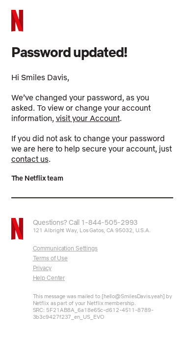 Your password has been changed