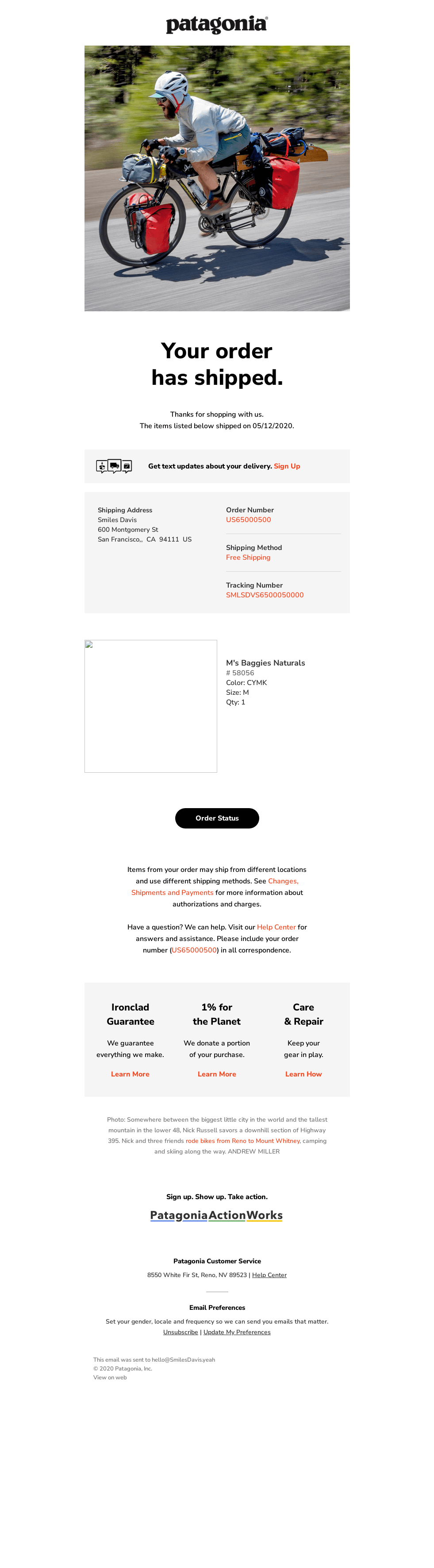 Your Patagonia order has shipped