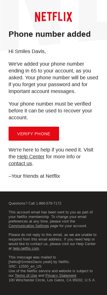 Your phone number has been added