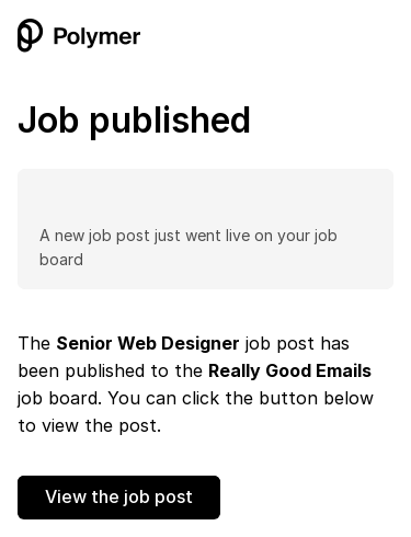 Your Senior Web Designer job post has been published
