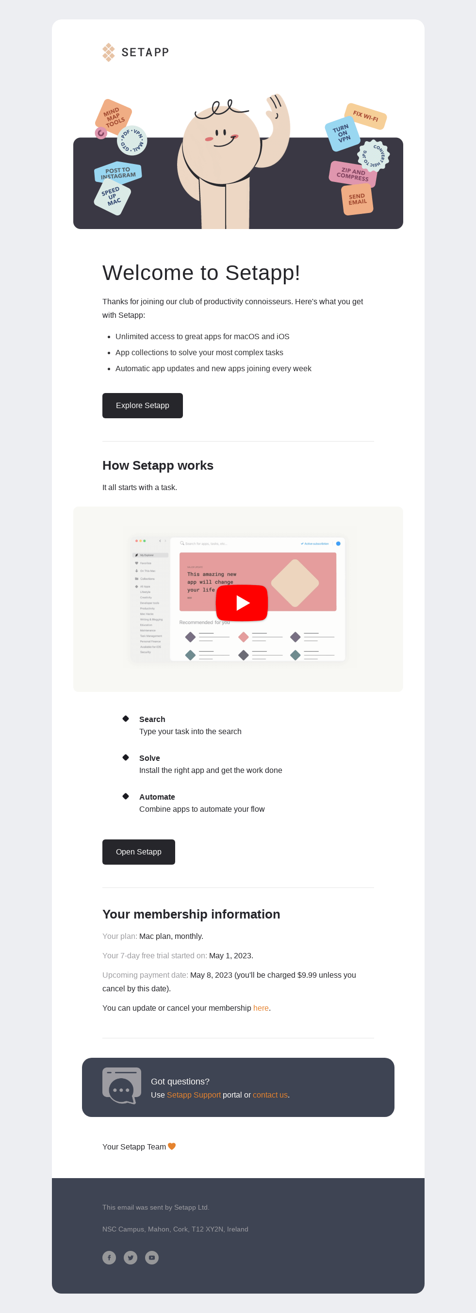 Your Setapp membership starts now ✨