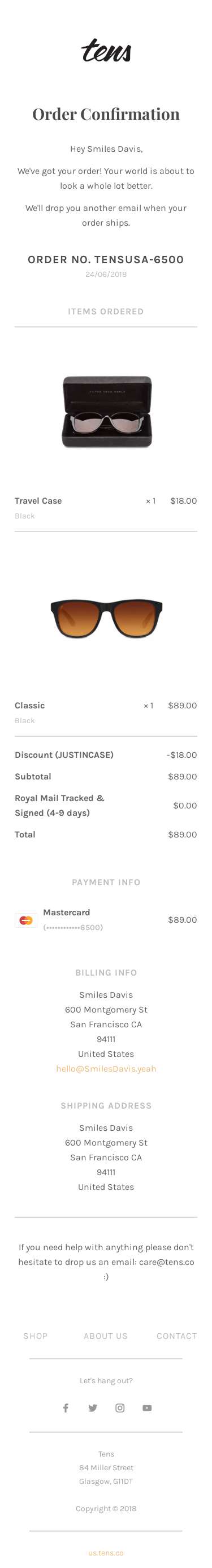 Your Tens order is confirmed! ☀️️