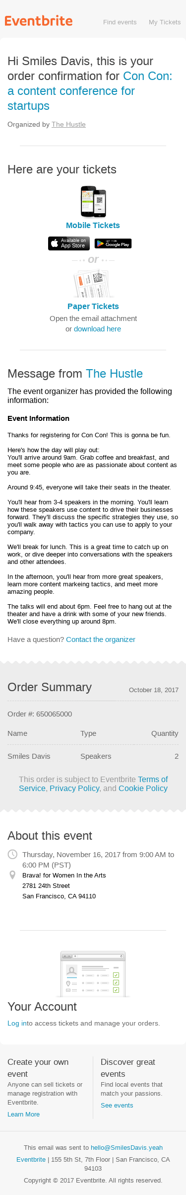 Your Tickets for Con Con: a content conference for startups