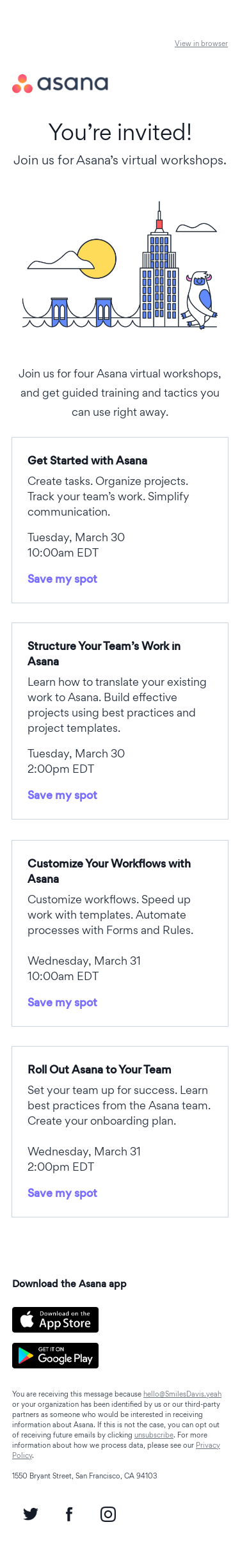 You’re invited to Asana’s virtual workshops