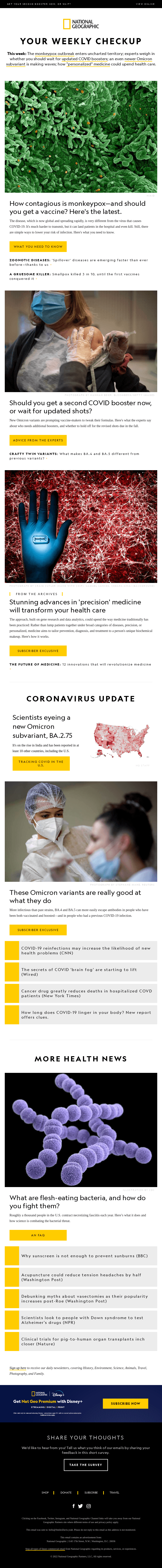 Monkeypox on the move; updated booster guidance; precision medicine