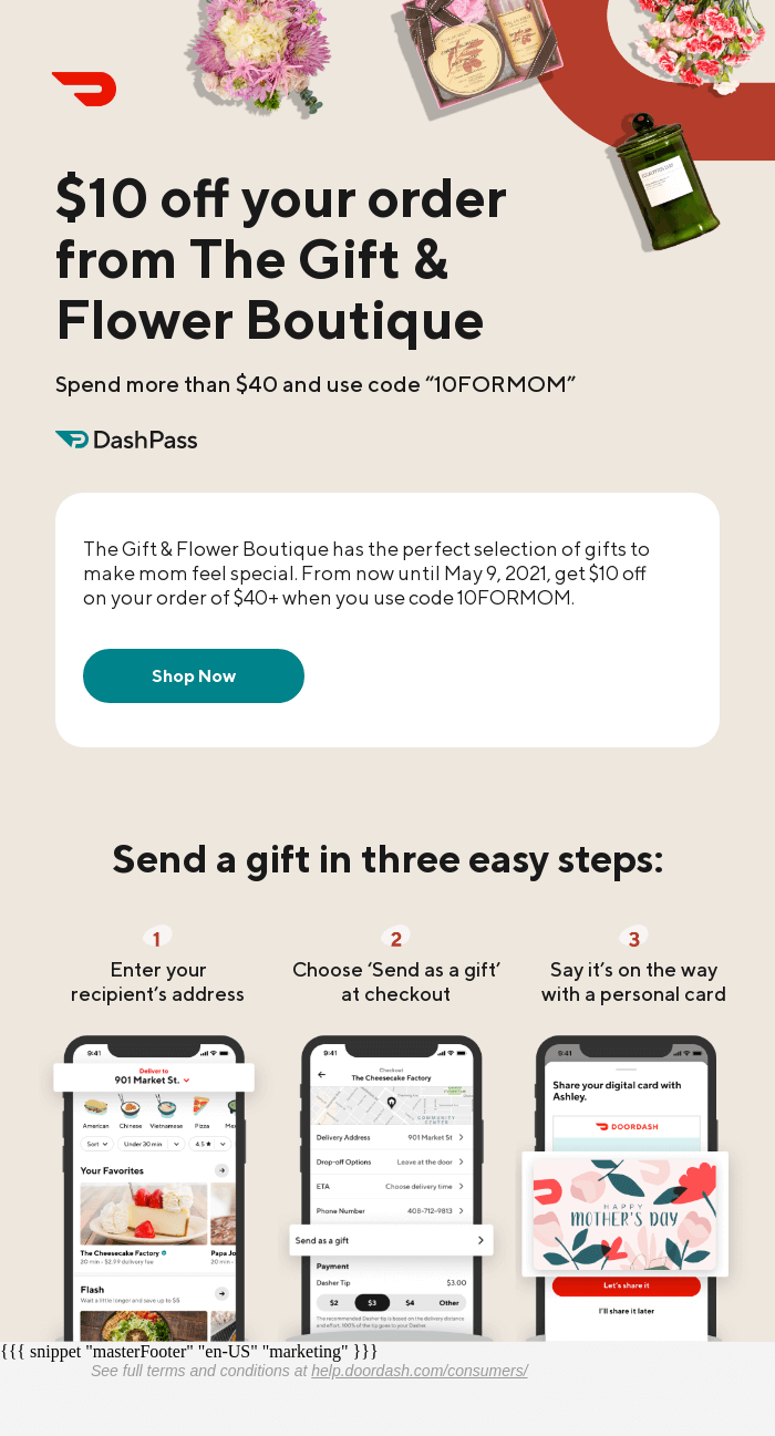 Mother's Day from DoorDash - Desktop Email View | Really Good Emails