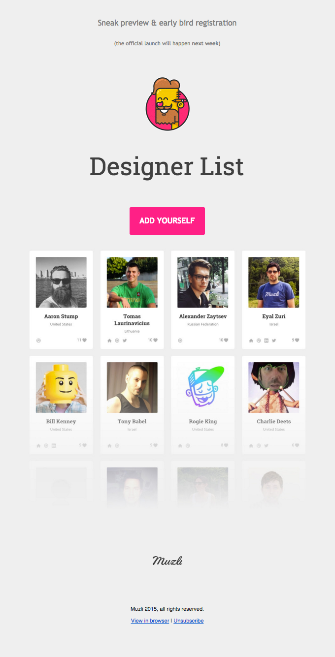 Muzli users exclusive: Designer List sneak preview!