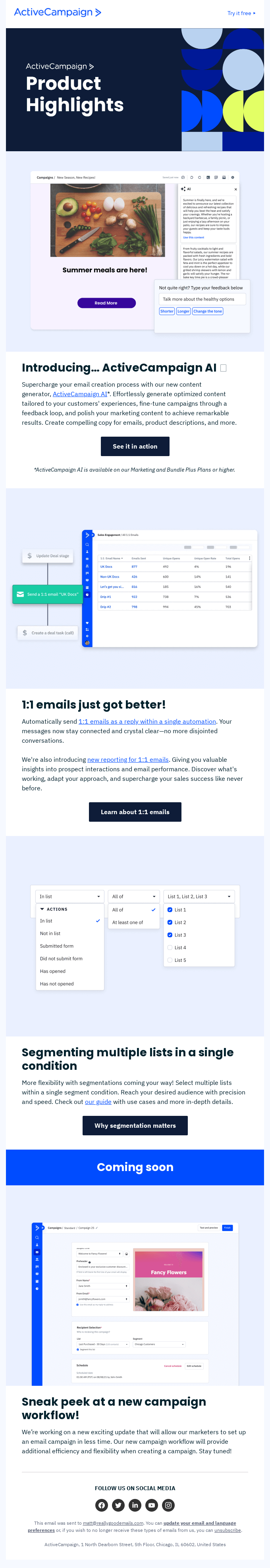 [New] AI, 1:1 email replies, better segmentation