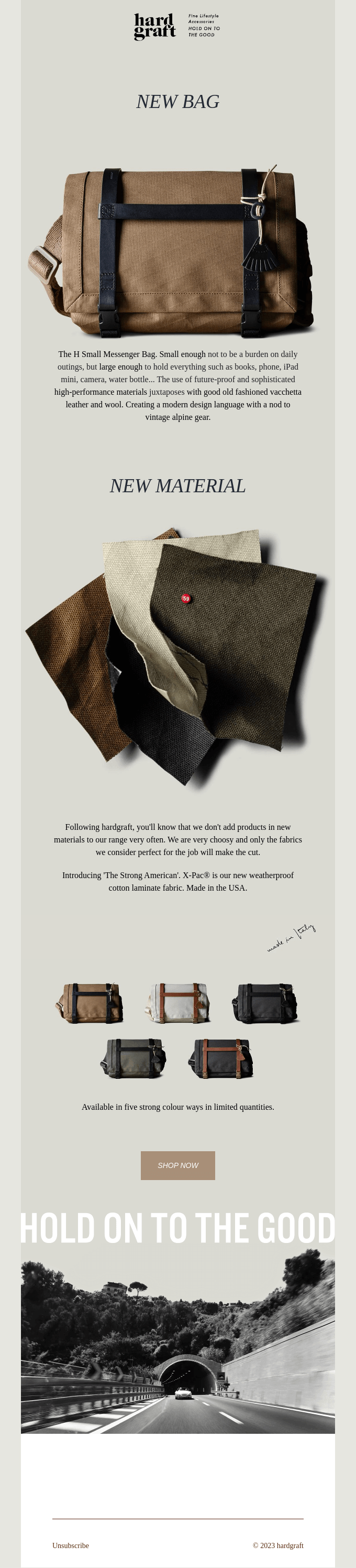 New Bag. New Material.