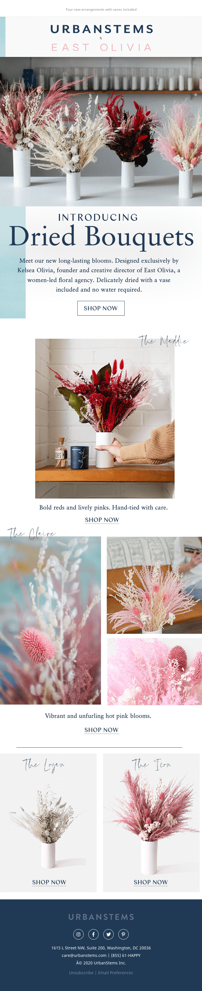 New dried bouquets by East Olivia