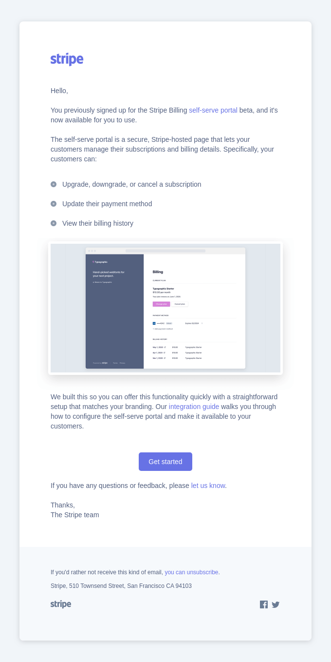 New Stripe Billing self-serve portal is now available