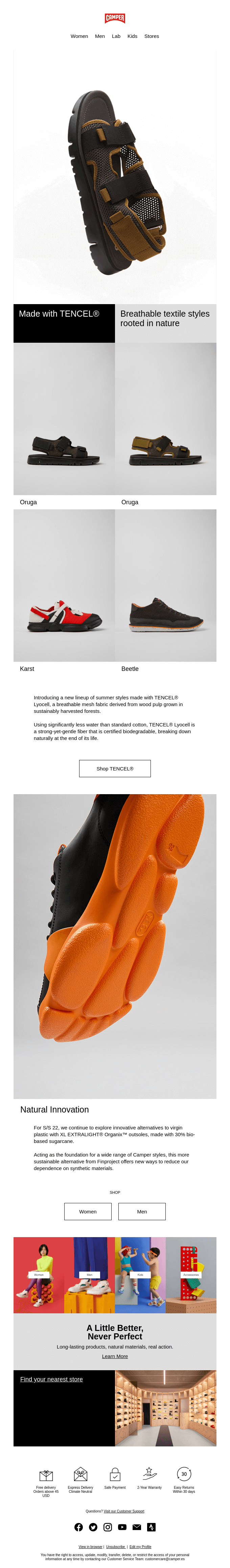 New Summer Styles with TENCEL® from Camper Desktop Email View