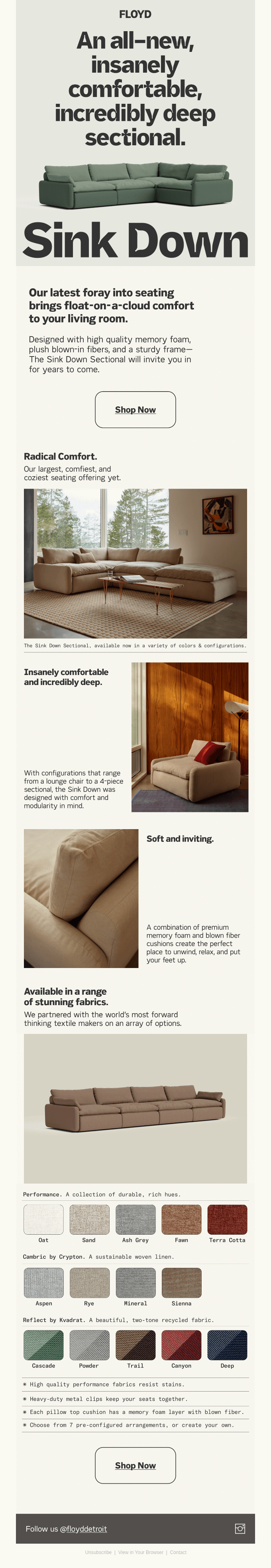 NEW! The Sink Down Sectional.