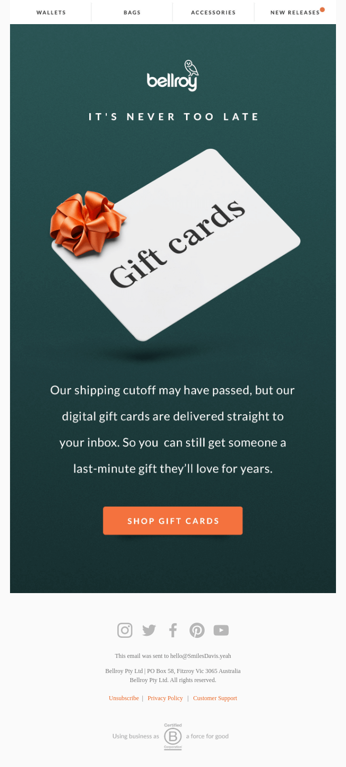 No time? Give a gift card!