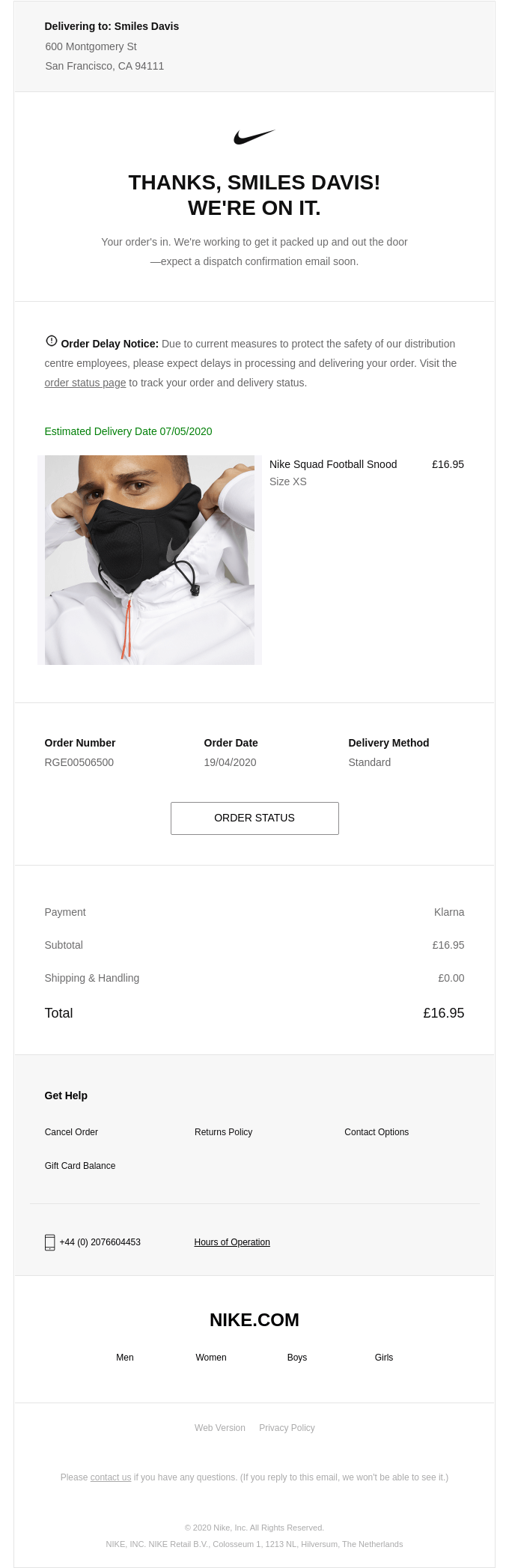 Order Received (Nike.com #RGE00506500) | Really Good Emails How Can I Cancel My Nike Order
