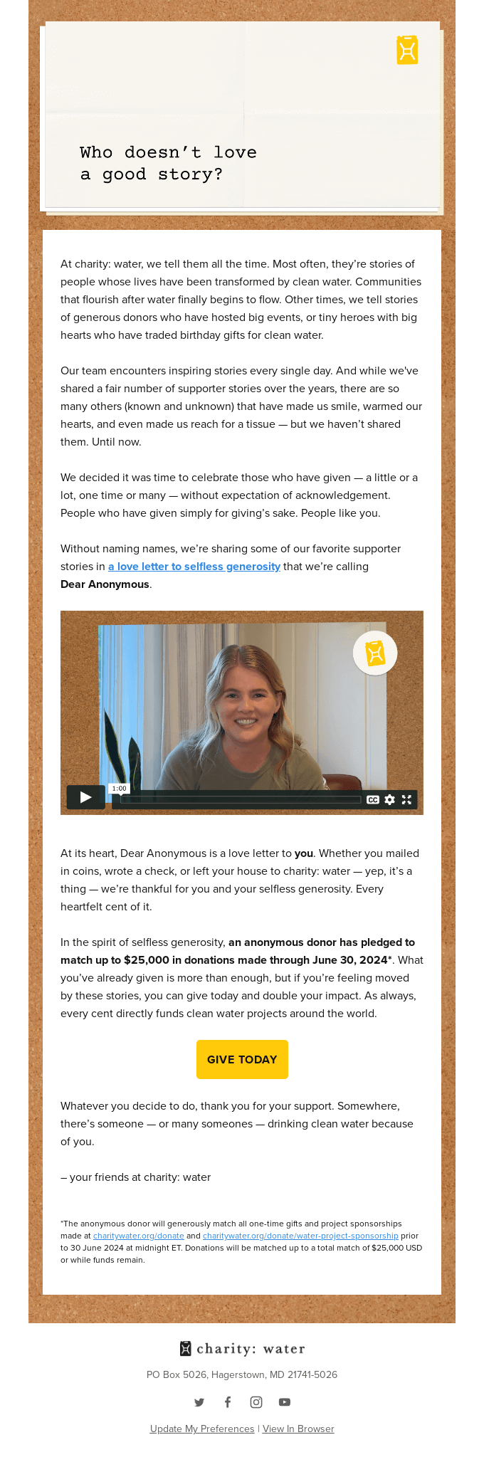 Our love letter to your selfless generosity