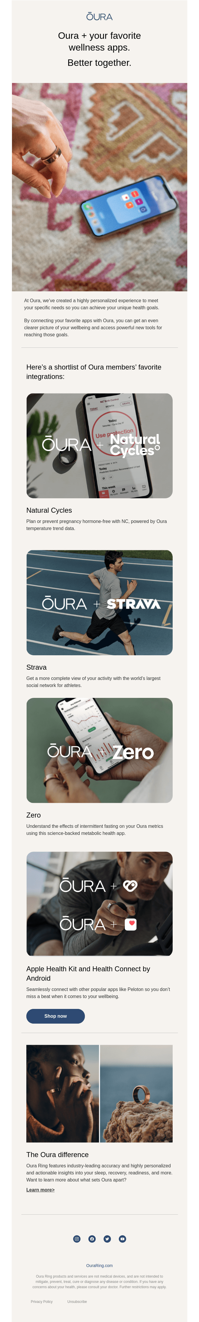 Oura connects with Strava, Natural Cycles, Zero & more