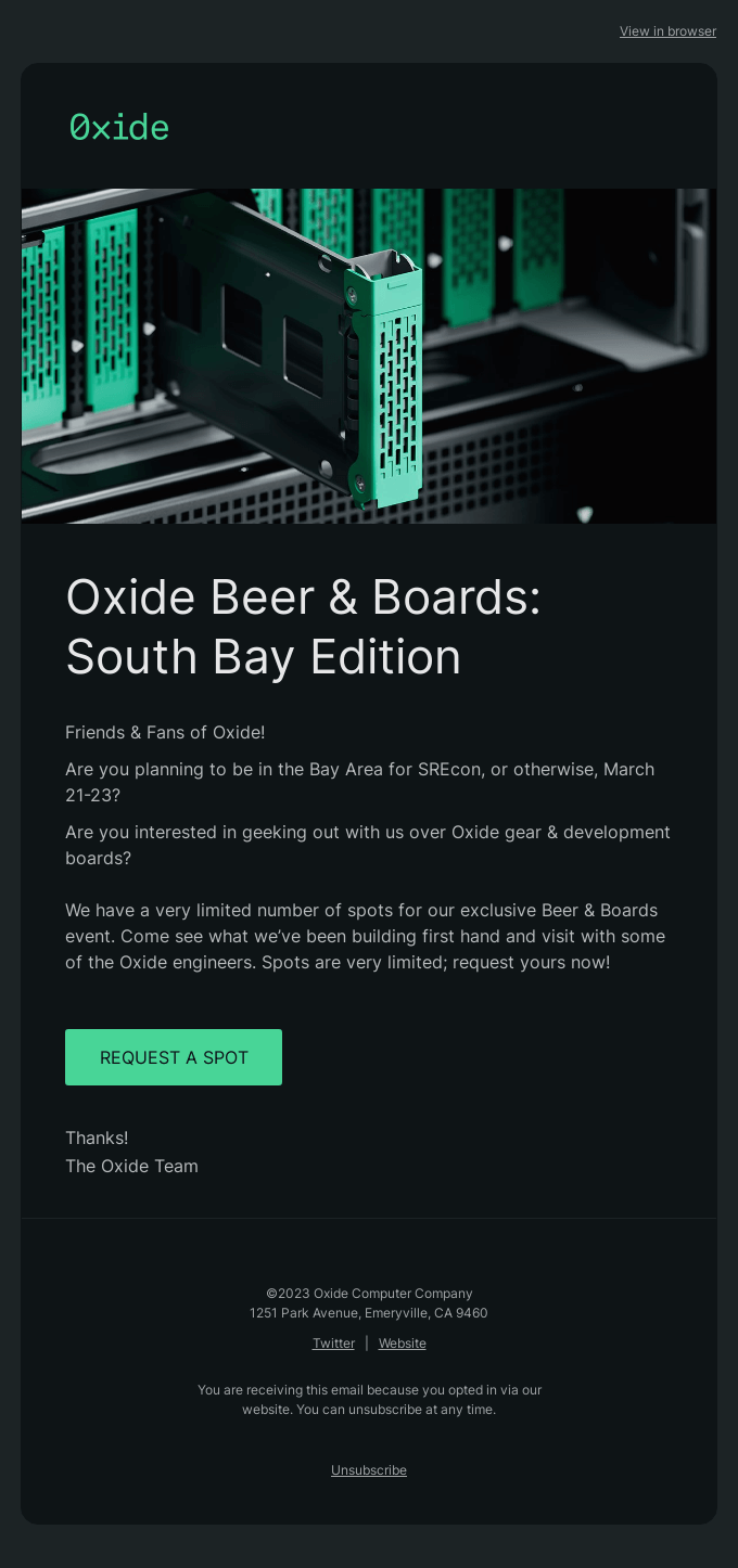 Oxide Computer Company Update: Exclusive Event, March 2023