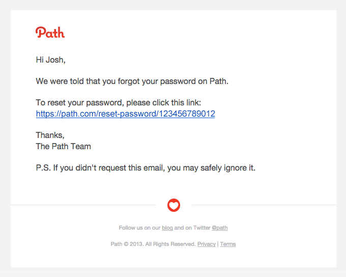 Your password on Path