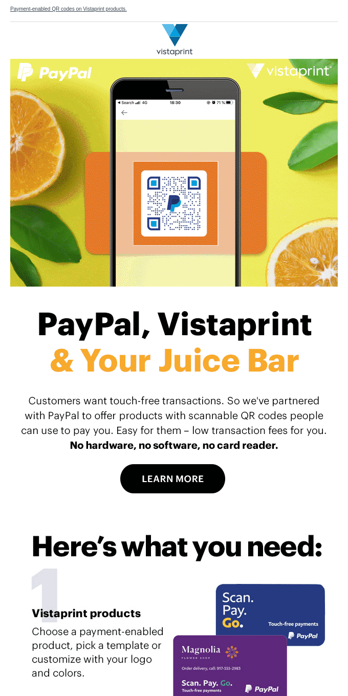 PayPal + Vistaprint: Introducing easy touch-free payments