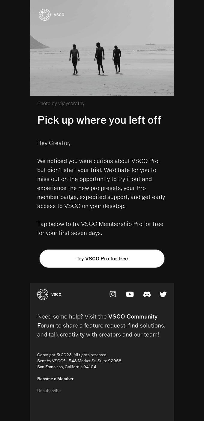 Pick Up Where You Left Off From VSCO Desktop Email View Really Good 