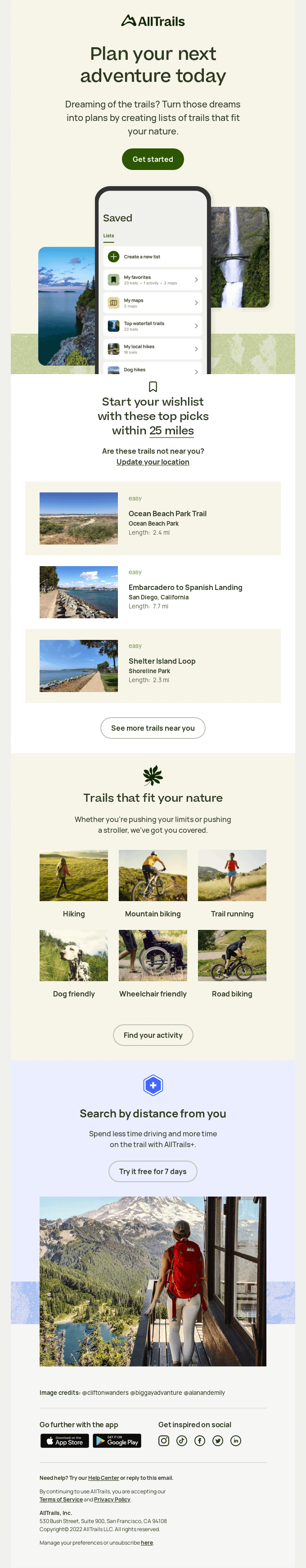Plan ahead by saving trails near you