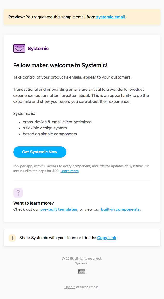 [Preview] Here's the Systemic email you requested.