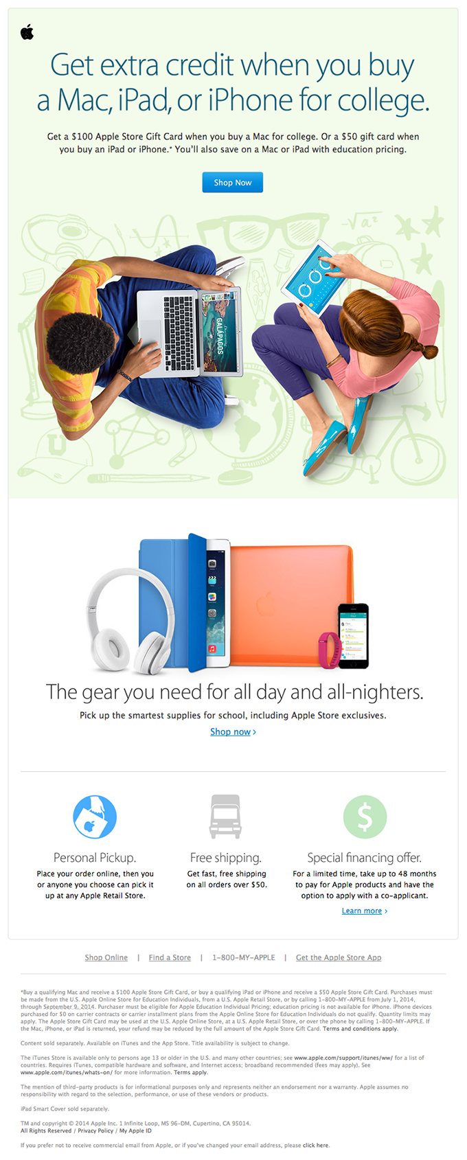Promotional Student Email Design from Apple