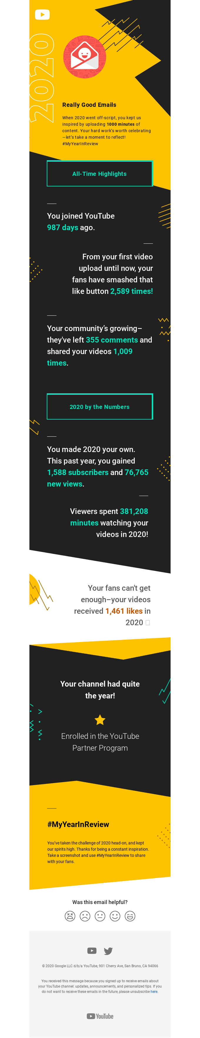 Really Good Emails Your 2020 Year In Review Is Here From Youtube Really Good Emails Your 2020 Year In Review Is Here From Youtube