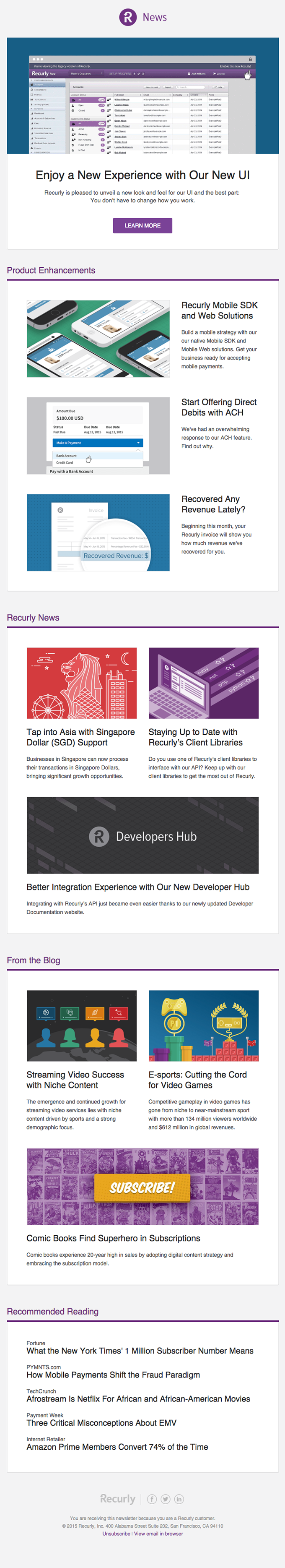Recurly Newsletter August 2015