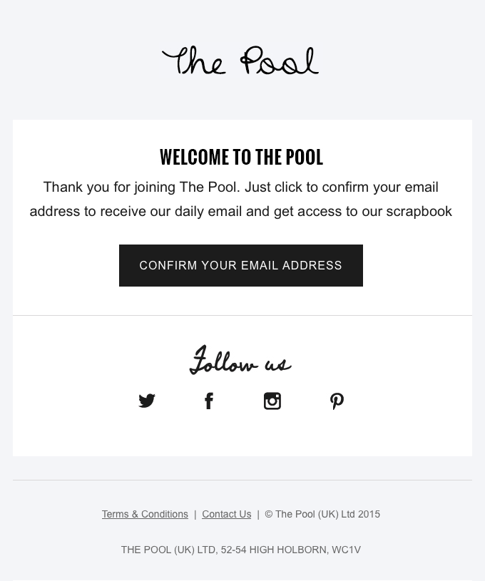 The Pool – Registration confirmation