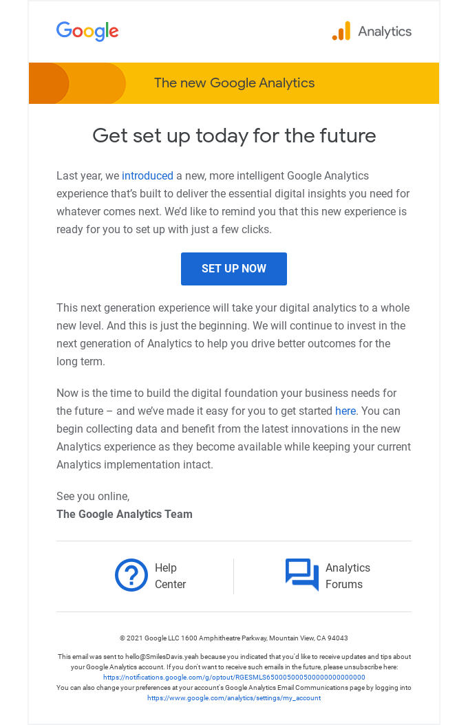 Remember to set up today for the future of Google Analytics