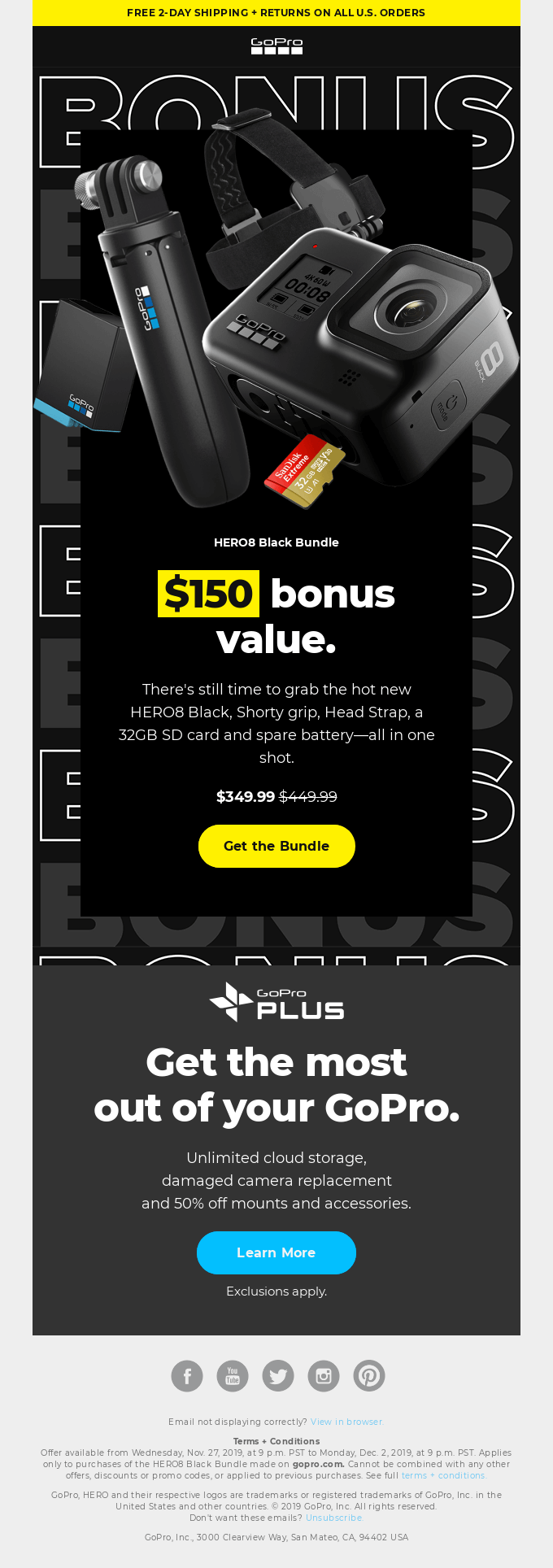 Reminder: $150 Black Friday bonus value