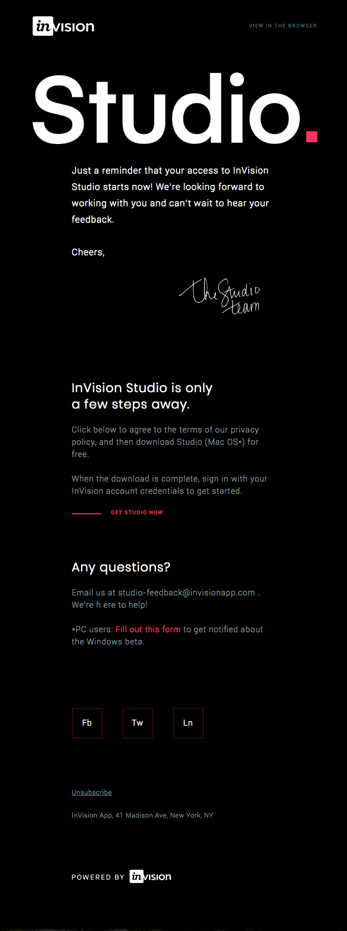 Reminder: Your early access to InVision Studio starts now