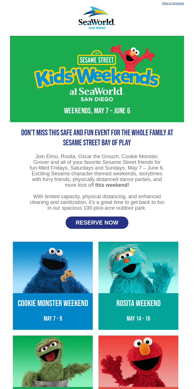 Reservationer är öppna! Sesame Street Kids' Weekends börjar i morgon 🥳