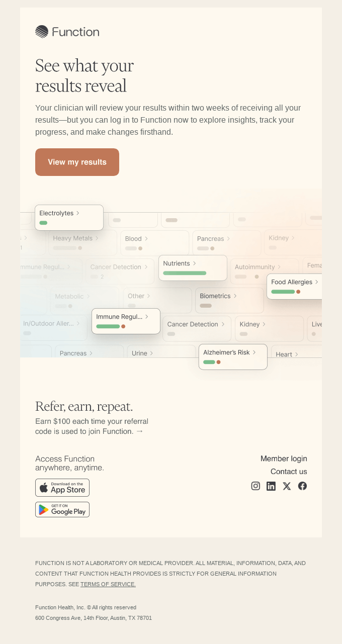 Results have arrived: Login to Function Home