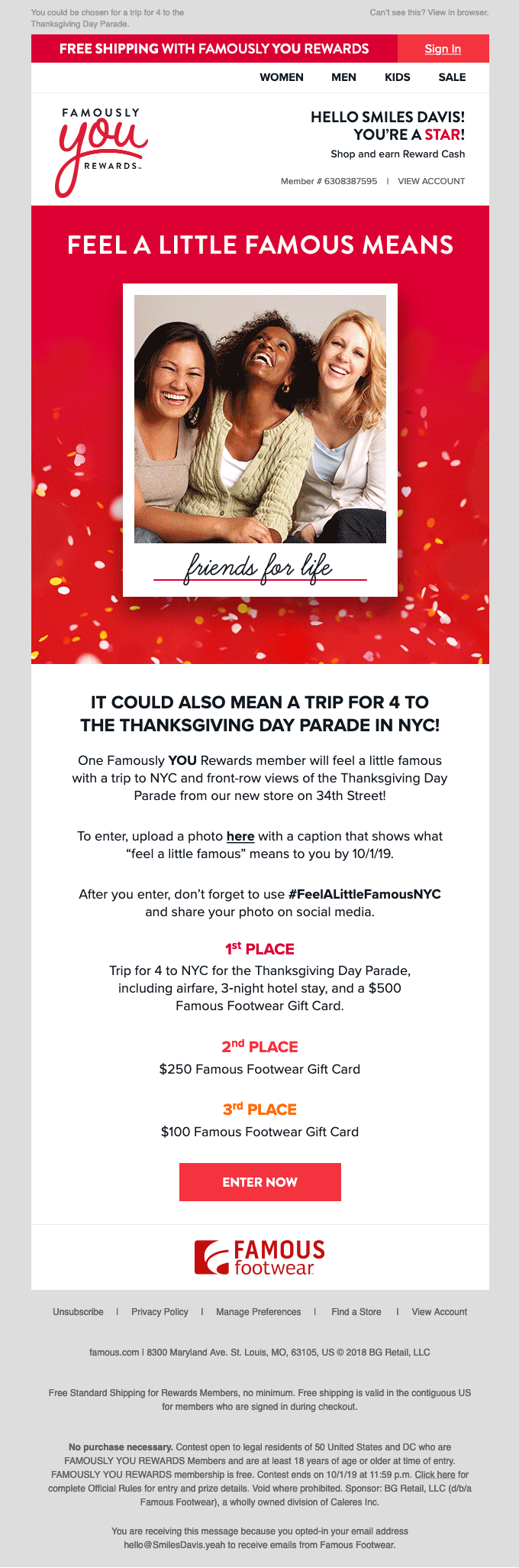 Rewards Member Exclusive! Enter for a trip to NYC