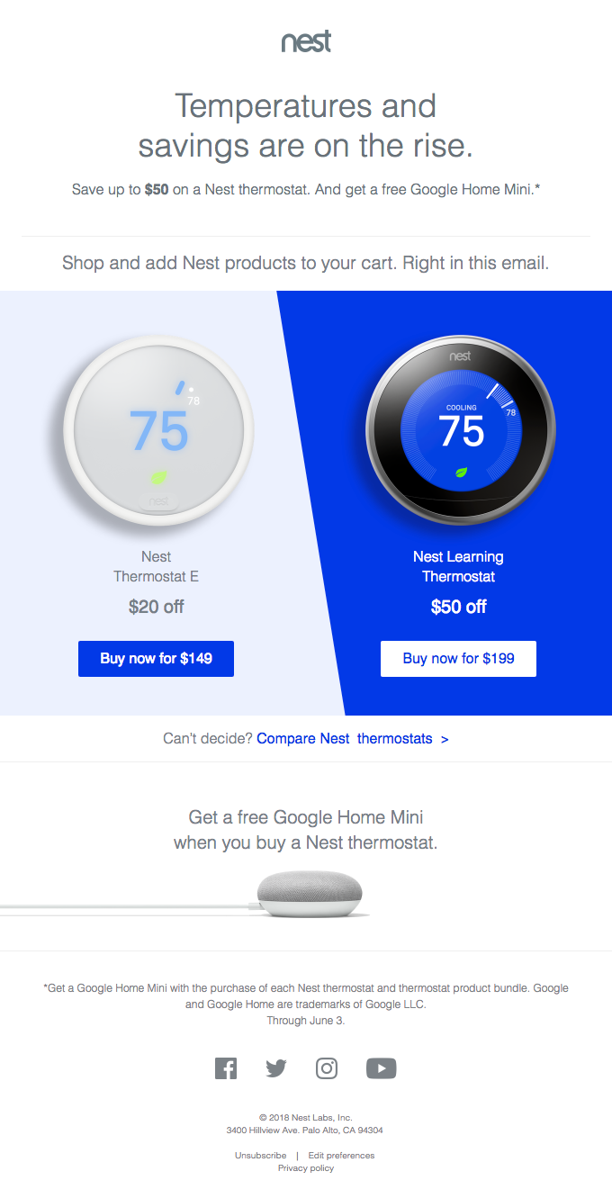 Save on a Nest thermostat this Memorial Day. And get a free Google Home Mini.