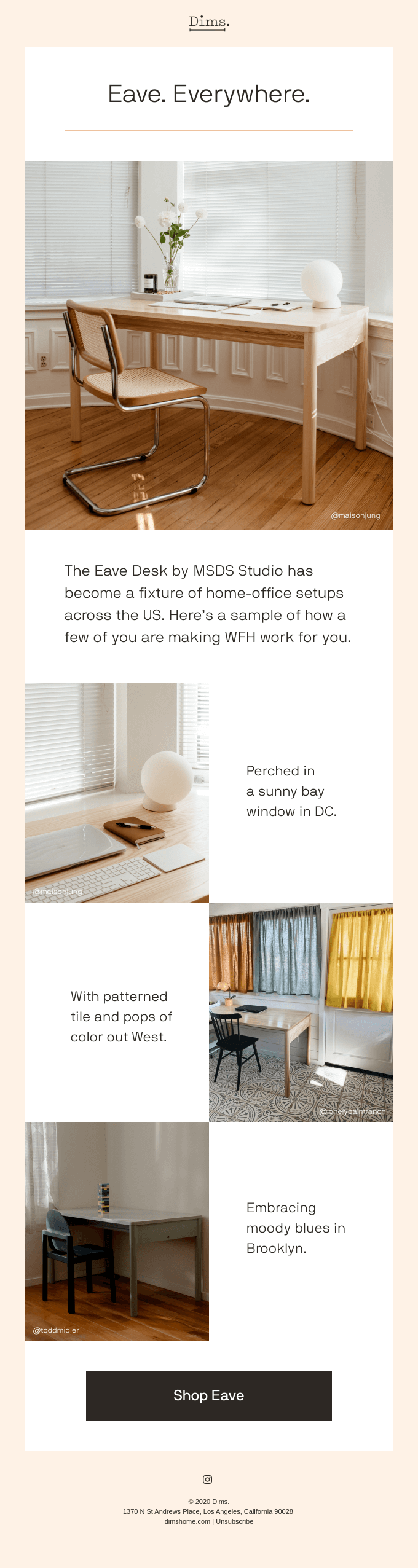 See how they styled it Eave Desk. — Info View Really Good Emails